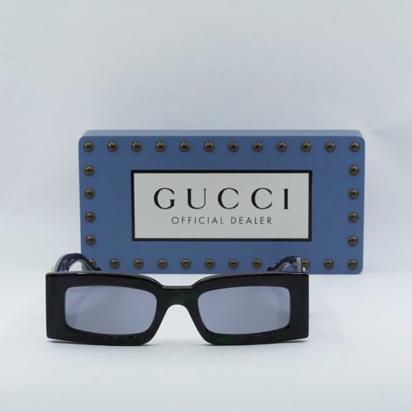 Gucci GG1425S 003 Rectangle Sunglasses - Big Spotted Purple  display picture 1